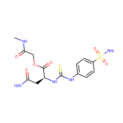 CNC(=O)COC(=O)[C@H](CC(N)=O)NC(=S)Nc1ccc(S(N)(=O)=O)cc1 ZINC000028460465