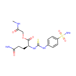 CNC(=O)COC(=O)[C@H](CCC(N)=O)NC(=S)Nc1ccc(S(N)(=O)=O)cc1 ZINC000028461328
