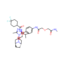 CNC(=O)COCC(=O)Nc1ccc([C@H](CCN2[C@H]3CC[C@H]2CC(n2c(C)nnc2C(C)C)C3)NC(=O)C2CCC(F)(F)CC2)cc1 ZINC000169328272
