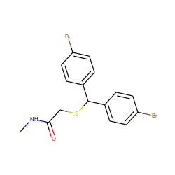 CNC(=O)CSC(c1ccc(Br)cc1)c1ccc(Br)cc1 ZINC000103246794