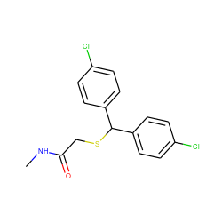 CNC(=O)CSC(c1ccc(Cl)cc1)c1ccc(Cl)cc1 ZINC000103246792