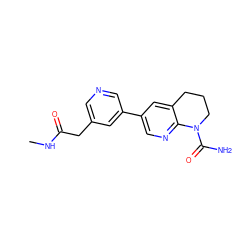 CNC(=O)Cc1cncc(-c2cnc3c(c2)CCCN3C(N)=O)c1 ZINC000221409139