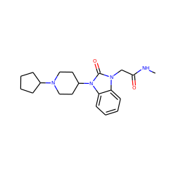 CNC(=O)Cn1c(=O)n(C2CCN(C3CCCC3)CC2)c2ccccc21 ZINC000049033492