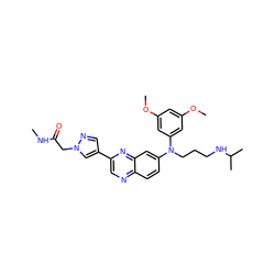 CNC(=O)Cn1cc(-c2cnc3ccc(N(CCCNC(C)C)c4cc(OC)cc(OC)c4)cc3n2)cn1 ZINC000204149579