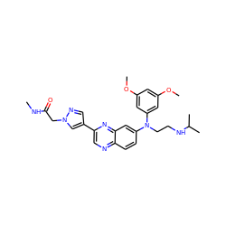 CNC(=O)Cn1cc(-c2cnc3ccc(N(CCNC(C)C)c4cc(OC)cc(OC)c4)cc3n2)cn1 ZINC000139684495