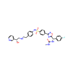 CNC(=O)N[C@@H](c1ccc(F)cc1)c1nc(-c2ccc(S(=O)(=O)Nc3ccc(CCNC[C@H](O)c4cccnc4)cc3)cc2)no1 ZINC000029222118
