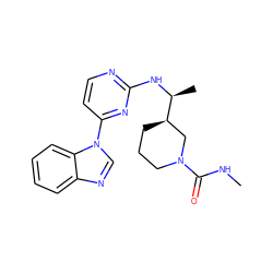 CNC(=O)N1CCC[C@@H]([C@H](C)Nc2nccc(-n3cnc4ccccc43)n2)C1 ZINC000045320832
