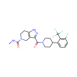 CNC(=O)N1CCc2[nH]nc(C(=O)N3CCC(c4cccc(F)c4C(F)(F)F)CC3)c2C1 ZINC001772597211