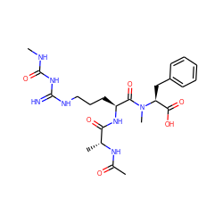 CNC(=O)NC(=N)NCCC[C@H](NC(=O)[C@@H](C)NC(C)=O)C(=O)N(C)[C@@H](Cc1ccccc1)C(=O)O ZINC000040428771