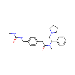 CNC(=O)NCc1ccc(CC(=O)N(C)[C@H](CN2CCCC2)c2ccccc2)cc1 ZINC000028474159