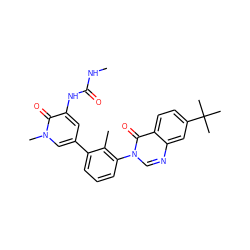 CNC(=O)Nc1cc(-c2cccc(-n3cnc4cc(C(C)(C)C)ccc4c3=O)c2C)cn(C)c1=O ZINC000059261229