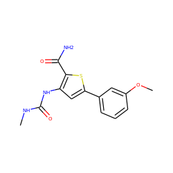 CNC(=O)Nc1cc(-c2cccc(OC)c2)sc1C(N)=O ZINC000072114638