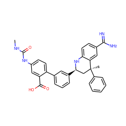 CNC(=O)Nc1ccc(-c2cccc([C@@H]3C[C@](C)(c4ccccc4)c4cc(C(=N)N)ccc4N3)c2)c(C(=O)O)c1 ZINC000103240970