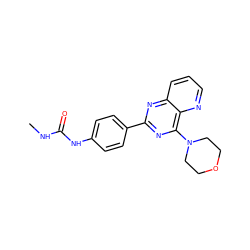 CNC(=O)Nc1ccc(-c2nc(N3CCOCC3)c3ncccc3n2)cc1 ZINC000103255562