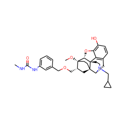 CNC(=O)Nc1cccc(COC[C@H]2C[C@@]34CC[C@]2(OC)[C@@H]2Oc5c(O)ccc6c5[C@@]23CCN(CC2CC2)[C@@H]4C6)c1 ZINC000148708762