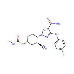 CNC(=O)O[C@@H]1CC[C@H](n2cc(C(N)=O)c(Nc3ccc(F)cc3)n2)[C@@H](C#N)C1 ZINC000221835473