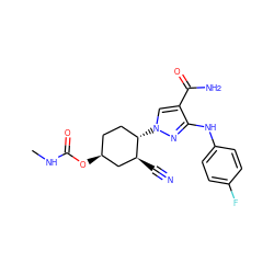 CNC(=O)O[C@H]1CC[C@H](n2cc(C(N)=O)c(Nc3ccc(F)cc3)n2)[C@@H](C#N)C1 ZINC000221835424