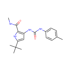 CNC(=O)c1[nH]c(C(C)(C)C)cc1NC(=O)Nc1ccc(C)cc1 ZINC000028220768