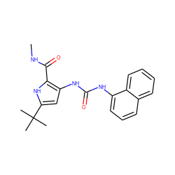 CNC(=O)c1[nH]c(C(C)(C)C)cc1NC(=O)Nc1cccc2ccccc12 ZINC000036761623