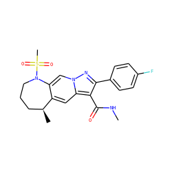 CNC(=O)c1c(-c2ccc(F)cc2)nn2cc3c(cc12)[C@@H](C)CCCN3S(C)(=O)=O ZINC000143369255