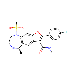 CNC(=O)c1c(-c2ccc(F)cc2)oc2cc3c(cc12)[C@@H](C)NCCN3S(C)(=O)=O ZINC000149572549