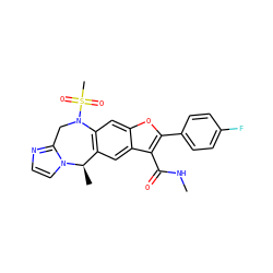 CNC(=O)c1c(-c2ccc(F)cc2)oc2cc3c(cc12)[C@@H](C)n1ccnc1CN3S(C)(=O)=O ZINC000144102183