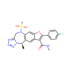 CNC(=O)c1c(-c2ccc(F)cc2)oc2cc3c(cc12)[C@@H](C)n1nnnc1CN3S(C)(=O)=O ZINC000149598551