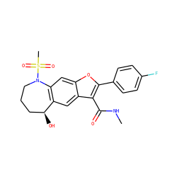 CNC(=O)c1c(-c2ccc(F)cc2)oc2cc3c(cc12)[C@@H](O)CCCN3S(C)(=O)=O ZINC000149554434