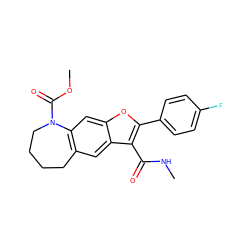 CNC(=O)c1c(-c2ccc(F)cc2)oc2cc3c(cc12)CCCCN3C(=O)OC ZINC000143909956