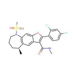 CNC(=O)c1c(-c2ccc(F)cc2F)oc2cc3c(cc12)[C@@H](C)CCCN3S(C)(=O)=O ZINC000149629299