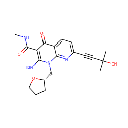 CNC(=O)c1c(N)n(C[C@@H]2CCCO2)c2nc(C#CC(C)(C)O)ccc2c1=O ZINC000096168459