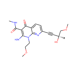 CNC(=O)c1c(N)n(CCOC)c2nc(C#C[C@](C)(O)COC)ccc2c1=O ZINC000096168455