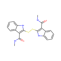 CNC(=O)c1c(SSc2[nH]c3ccccc3c2C(=O)NC)[nH]c2ccccc12 ZINC000012352719