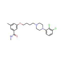 CNC(=O)c1cc(C)cc(OCCCCN2CCN(c3cccc(Cl)c3Cl)CC2)c1 ZINC000653871721