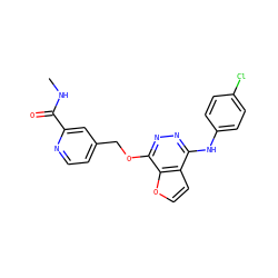 CNC(=O)c1cc(COc2nnc(Nc3ccc(Cl)cc3)c3ccoc23)ccn1 ZINC000000590964