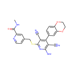 CNC(=O)c1cc(CSc2nc(N)c(C#N)c(-c3ccc4c(c3)OCCO4)c2C#N)ccn1 ZINC000140303501