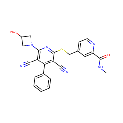 CNC(=O)c1cc(CSc2nc(N3CC(O)C3)c(C#N)c(-c3ccccc3)c2C#N)ccn1 ZINC000113381726