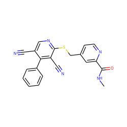 CNC(=O)c1cc(CSc2ncc(C#N)c(-c3ccccc3)c2C#N)ccn1 ZINC000147061882