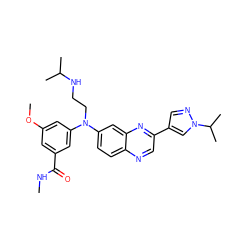 CNC(=O)c1cc(OC)cc(N(CCNC(C)C)c2ccc3ncc(-c4cnn(C(C)C)c4)nc3c2)c1 ZINC000204150868