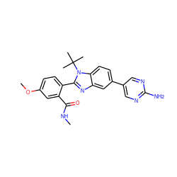 CNC(=O)c1cc(OC)ccc1-c1nc2cc(-c3cnc(N)nc3)ccc2n1C(C)(C)C ZINC000143907670