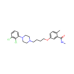 CNC(=O)c1cc(OCCCCN2CCN(c3cccc(Cl)c3Cl)CC2)ccc1C ZINC000653886989