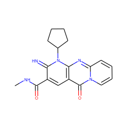 CNC(=O)c1cc2c(=O)n3ccccc3nc2n(C2CCCC2)c1=N ZINC000100560177