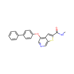 CNC(=O)c1cc2c(Oc3ccc(-c4ccccc4)cc3)cncc2s1 ZINC000013864422