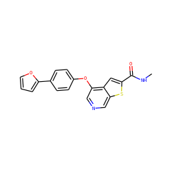 CNC(=O)c1cc2c(Oc3ccc(-c4ccco4)cc3)cncc2s1 ZINC000013864424