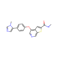 CNC(=O)c1cc2c(Oc3ccc(-c4cncn4C)cc3)cncc2s1 ZINC000013864420