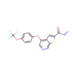 CNC(=O)c1cc2c(Oc3ccc(OC(F)(F)F)cc3)cncc2s1 ZINC000013864406