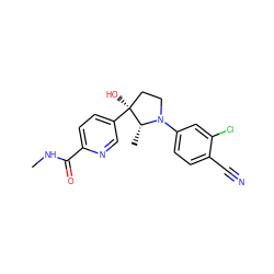 CNC(=O)c1ccc([C@@]2(O)CCN(c3ccc(C#N)c(Cl)c3)[C@@H]2C)cn1 ZINC000095589799