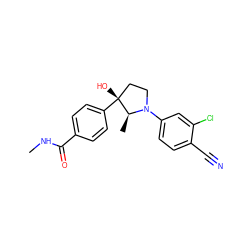 CNC(=O)c1ccc([C@]2(O)CCN(c3ccc(C#N)c(Cl)c3)[C@H]2C)cc1 ZINC000095590055