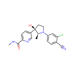 CNC(=O)c1ccc([C@]2(O)CCN(c3ccc(C#N)c(Cl)c3)[C@H]2C)cn1 ZINC000095588314