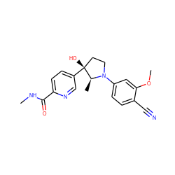 CNC(=O)c1ccc([C@]2(O)CCN(c3ccc(C#N)c(OC)c3)[C@H]2C)cn1 ZINC000095587378